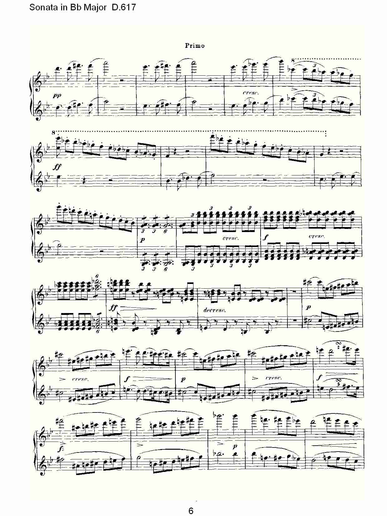 Sonata in Bb Major D.617  Bb大调奏鸣曲D.617（二）总谱（图1）