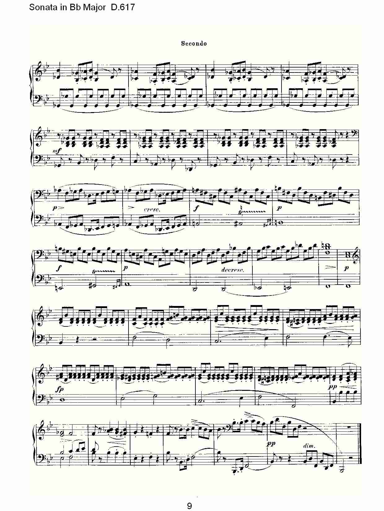 Sonata in Bb Major D.617  Bb大调奏鸣曲D.617（二）总谱（图4）
