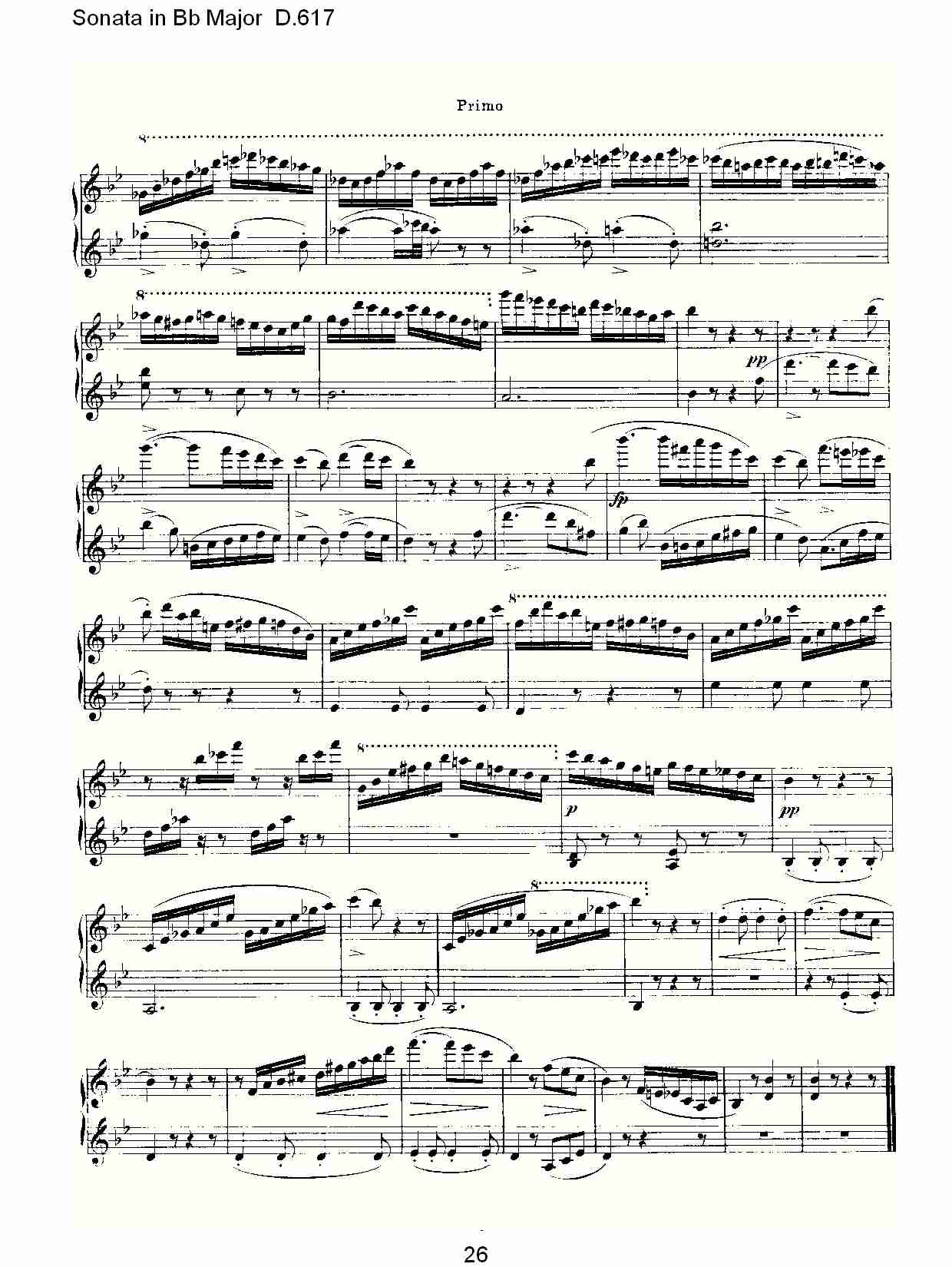 Sonata in Bb Major D.617  Bb大调奏鸣曲D.617（六）总谱（图1）