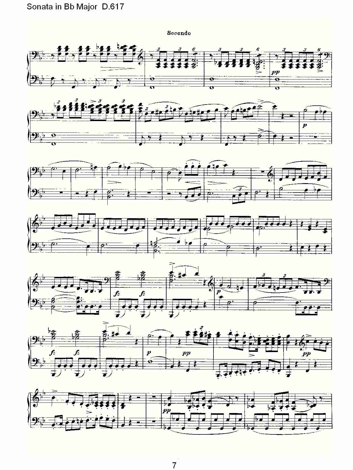 Sonata in Bb Major D.617  Bb大调奏鸣曲D.617（二）总谱（图2）
