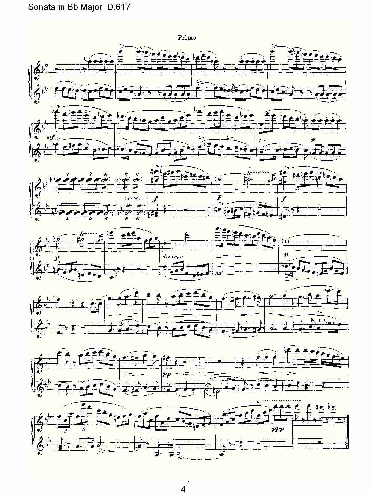 Sonata in Bb Major D.617  Bb大调奏鸣曲D.617（一）总谱（图4）