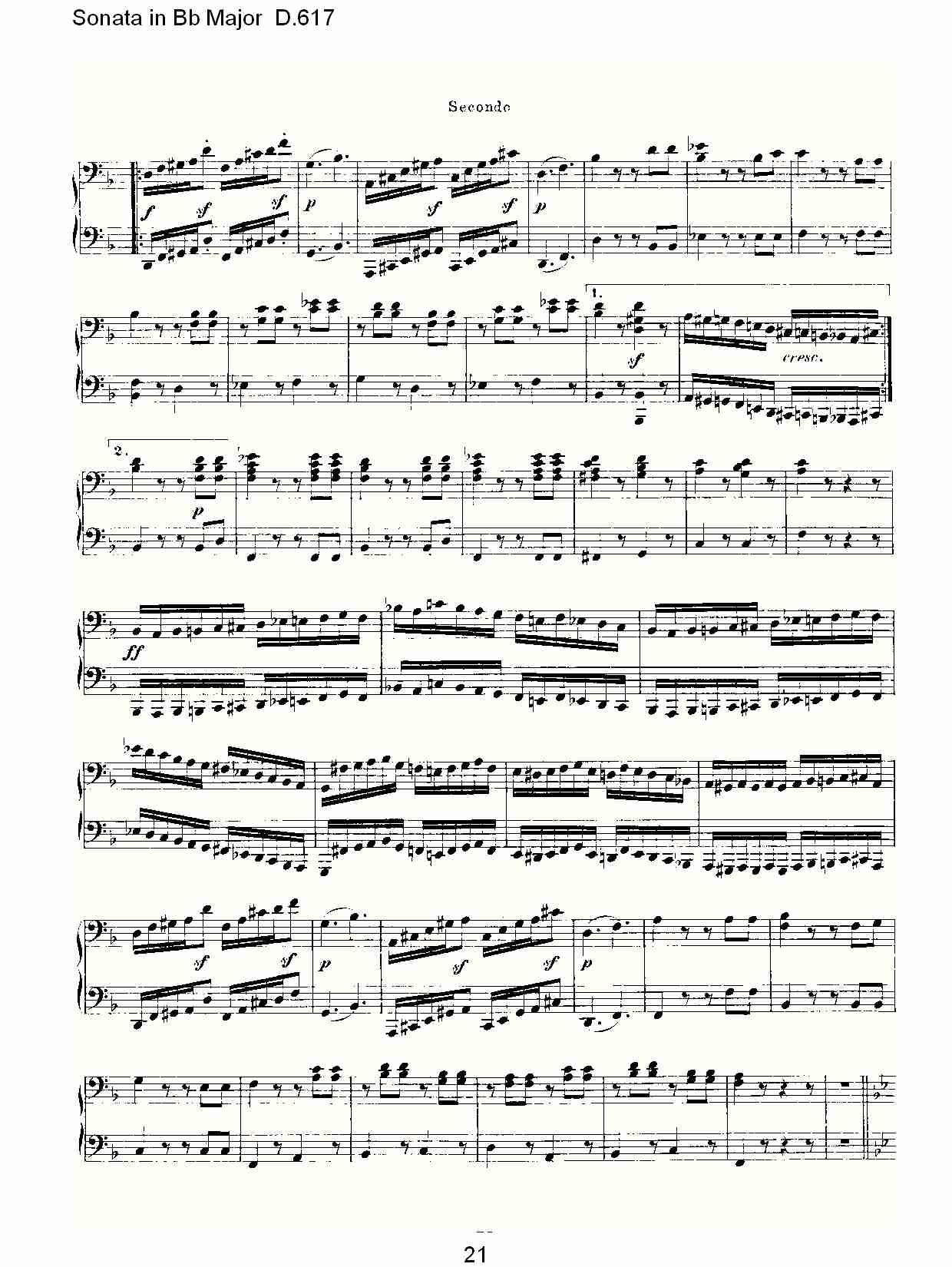 Sonata in Bb Major D.617  Bb大调奏鸣曲D.617（五）总谱（图1）