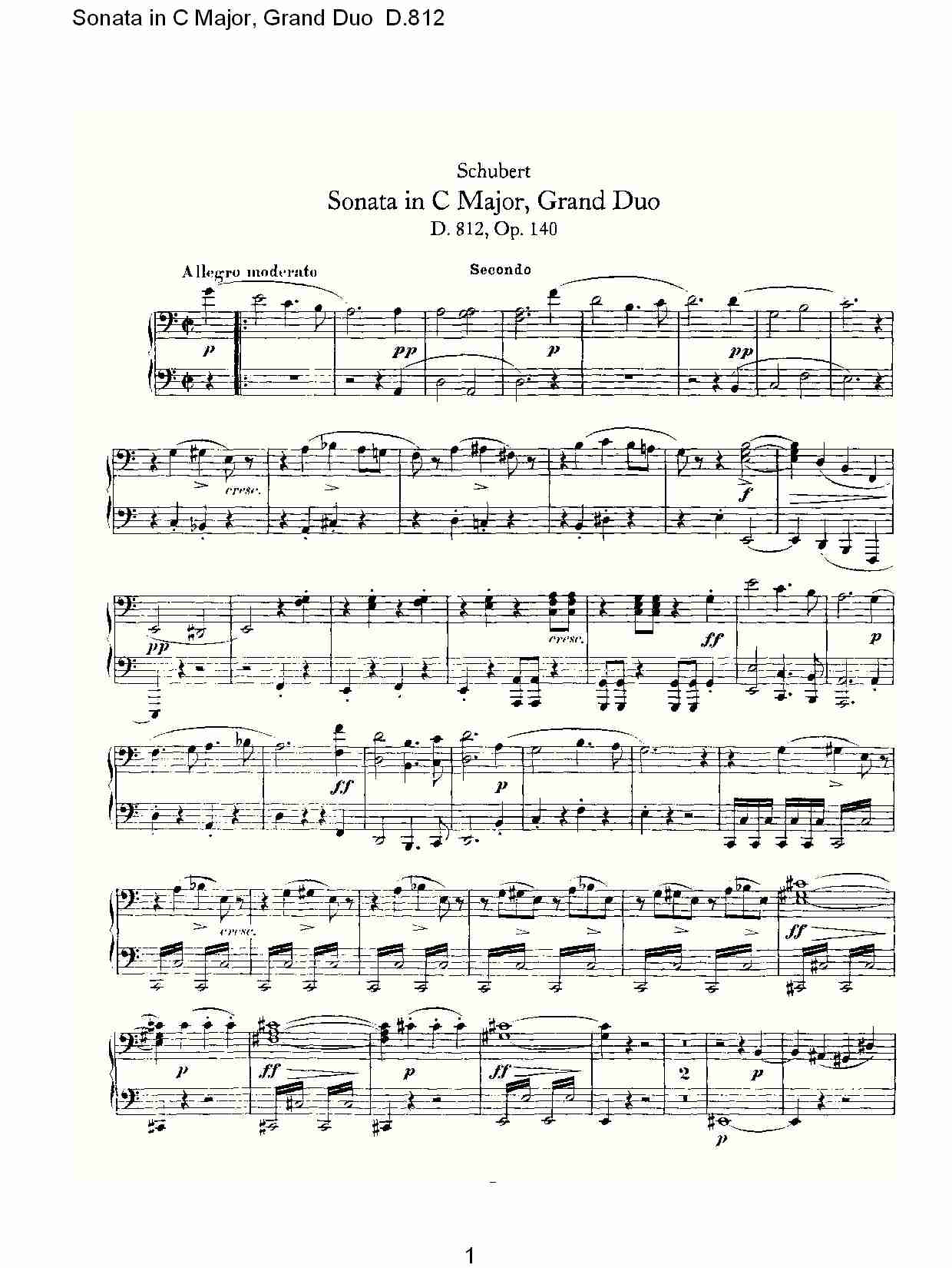 Ｃ大调奏鸣曲，盛大的二重奏D.812（一）总谱（图1）