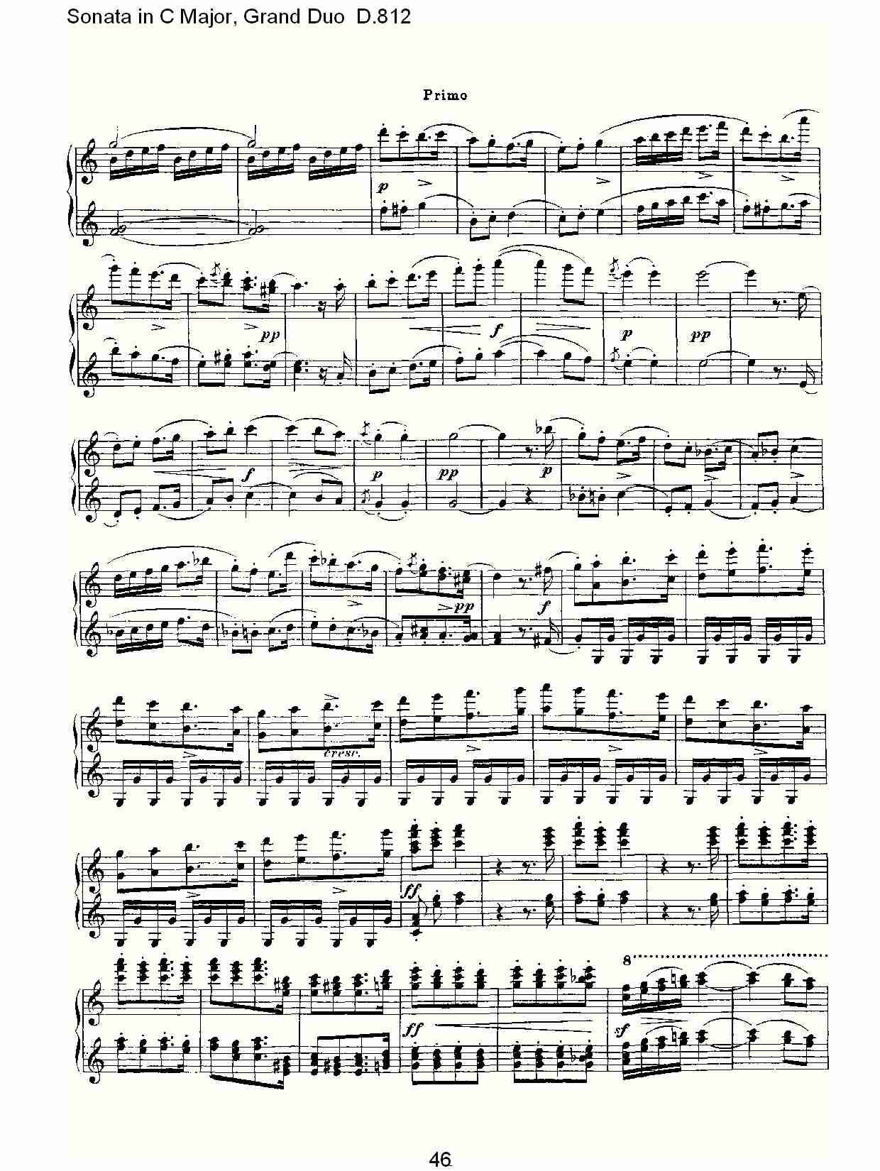 Ｃ大调奏鸣曲，盛大的二重奏D.812（十）总谱（图1）