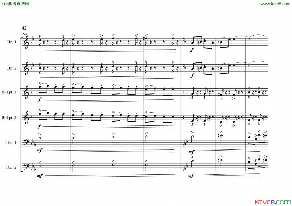 中国航母前奏曲铜管六重奏总谱42总谱（图1）