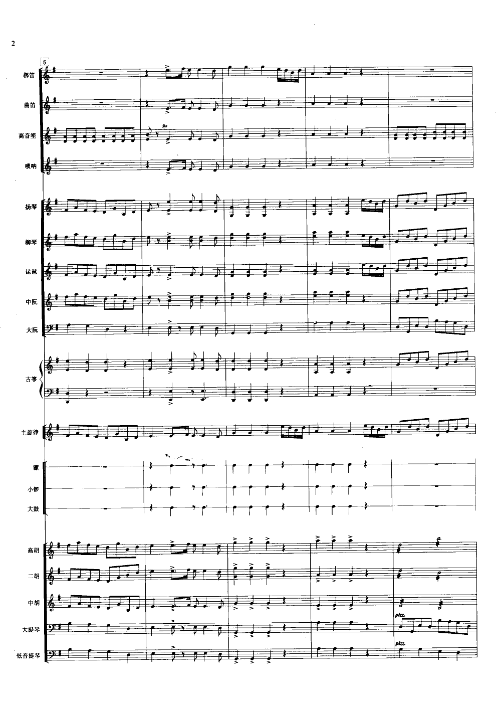 旱天雷(民乐合奏)(线谱)总谱（图2）