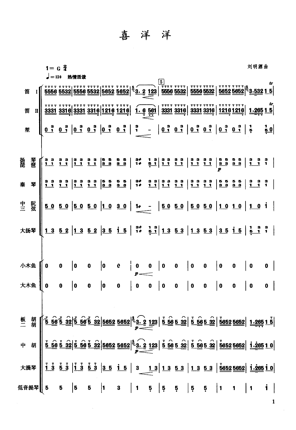 喜洋洋(小合奏)总谱（图1）