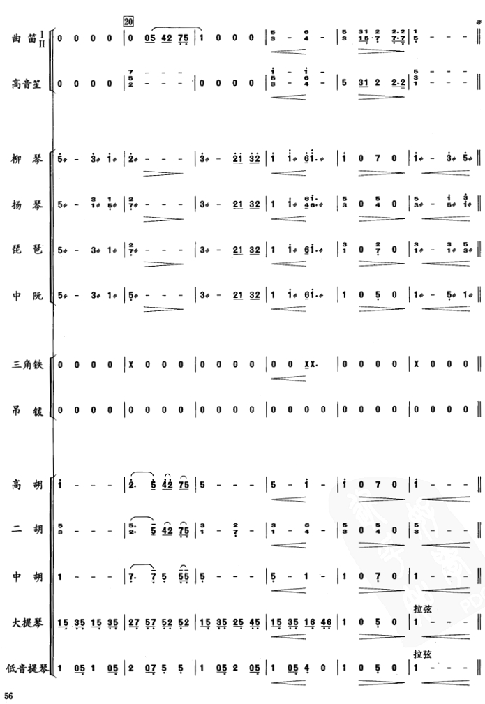 《故乡的亲人》民乐合奏总谱4总谱（图1）