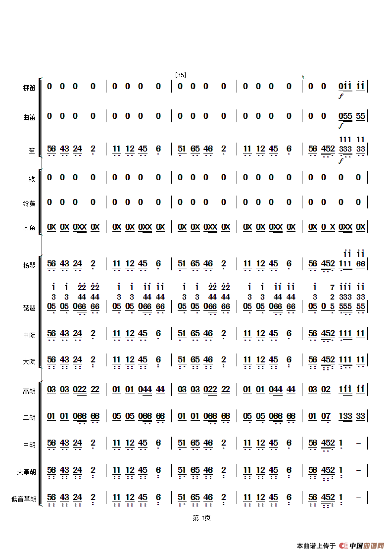 花好月圆（民乐合奏总谱、简谱版）总谱（图7）