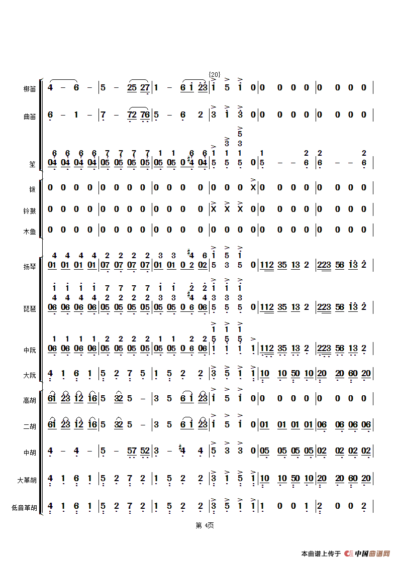 花好月圆（民乐合奏总谱、简谱版）总谱（图4）