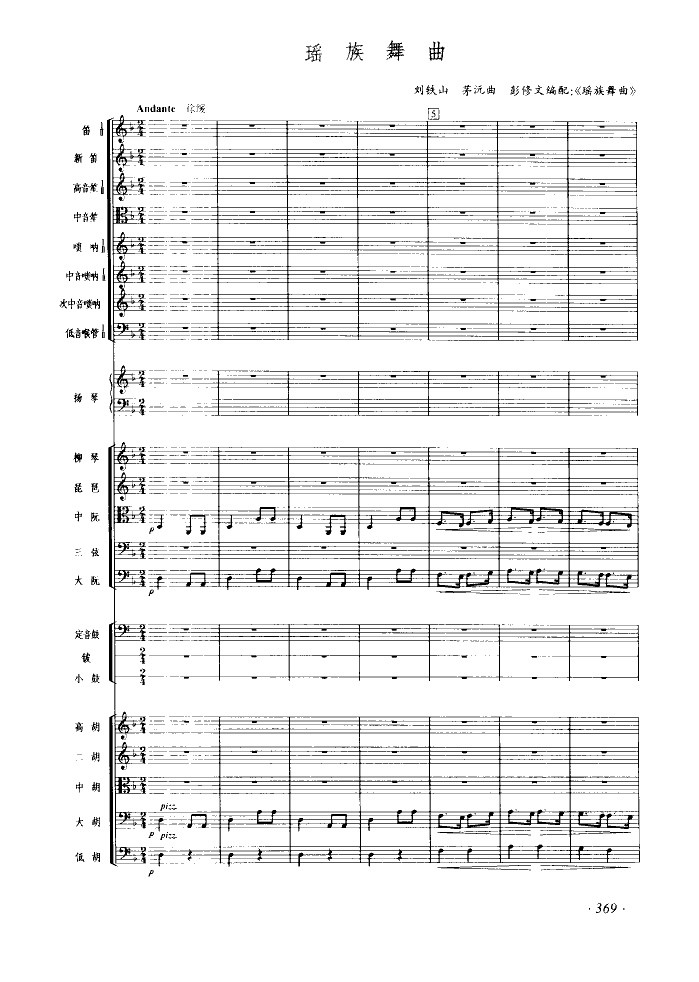 瑶族舞曲（民族管弦乐合奏）（片断）总谱（图1）