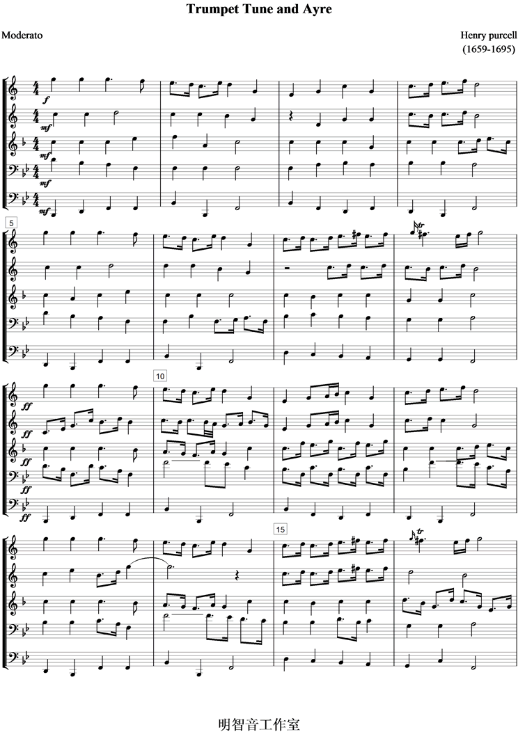 trumpet tune and ayre总谱（图1）