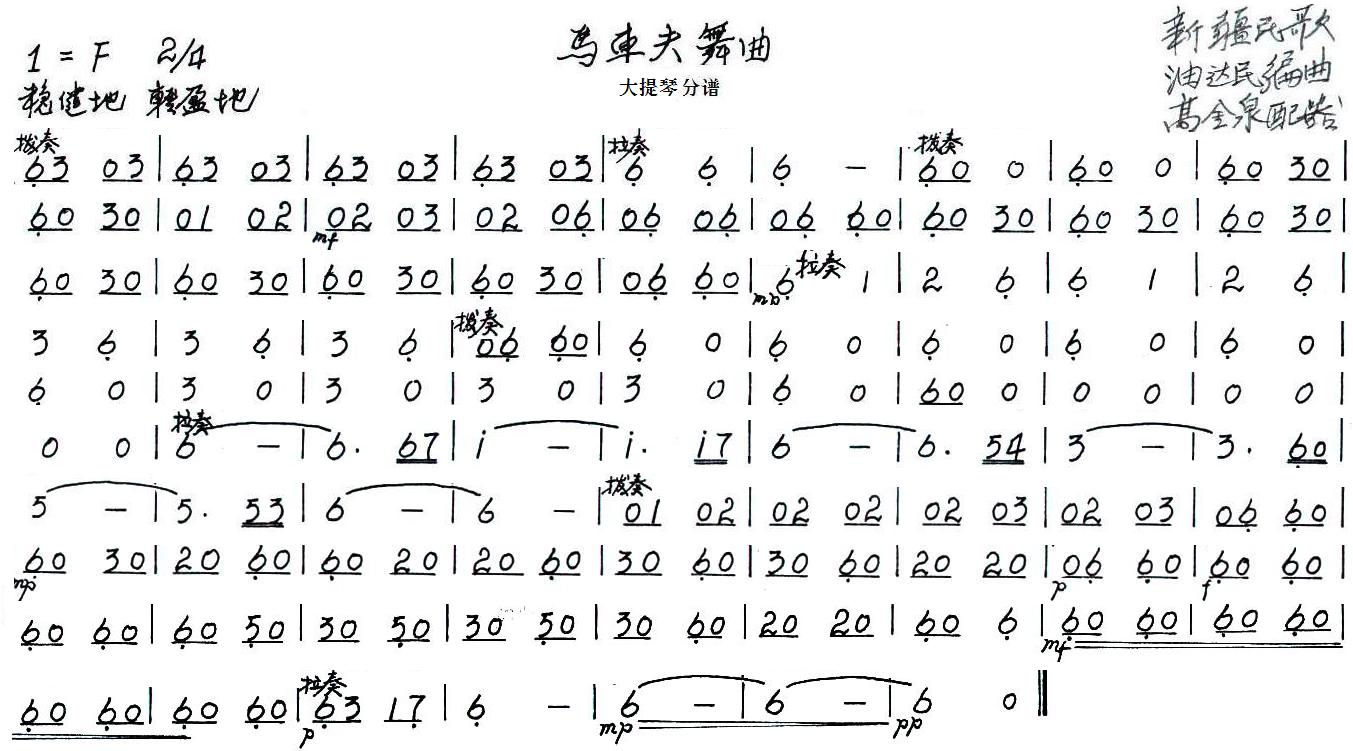 马车夫舞曲之大提琴分谱总谱（图1）