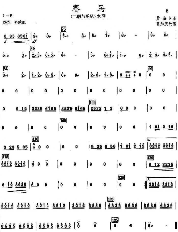 赛马之木琴分谱下总谱（图1）
