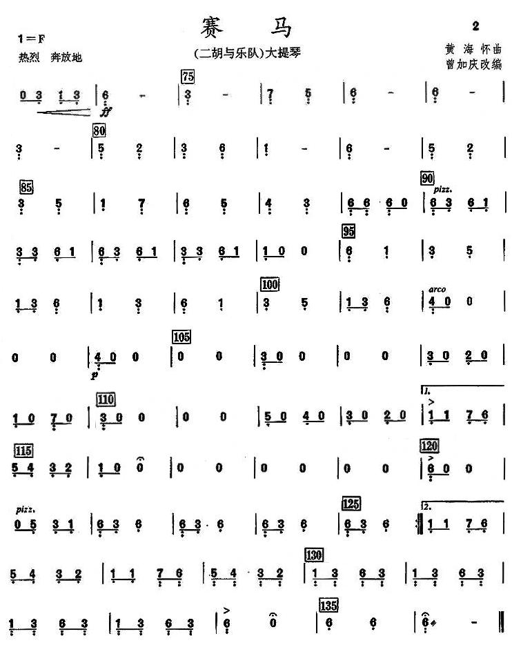 赛马之大提琴分谱下总谱（图1）