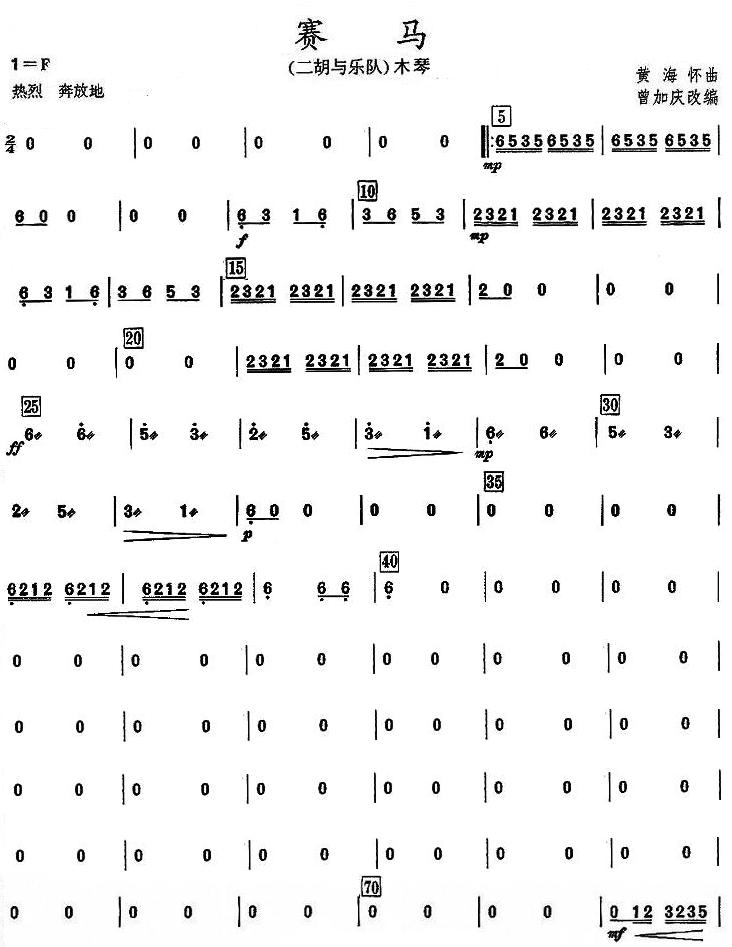 赛马之木琴分谱上总谱（图1）