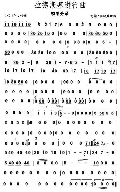 拉德斯基进行曲唢呐分谱总谱（图1）