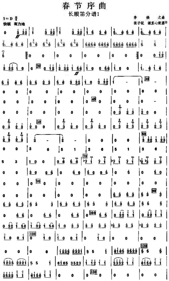 春节序曲长短膜笛分谱总谱（图1）