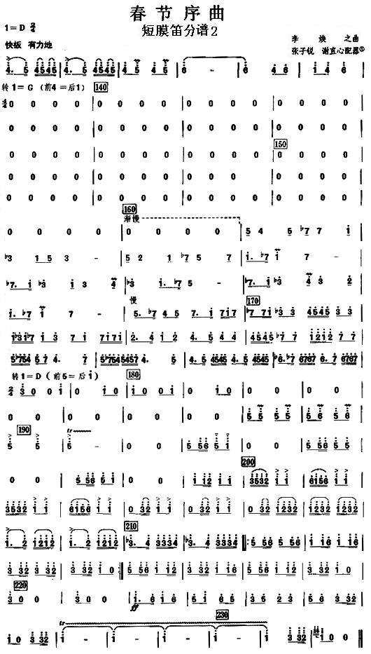 春节序曲之短膜笛分谱总谱（图1）