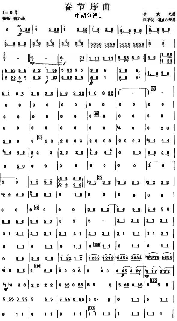 春节序曲之中胡分谱总谱（图1）