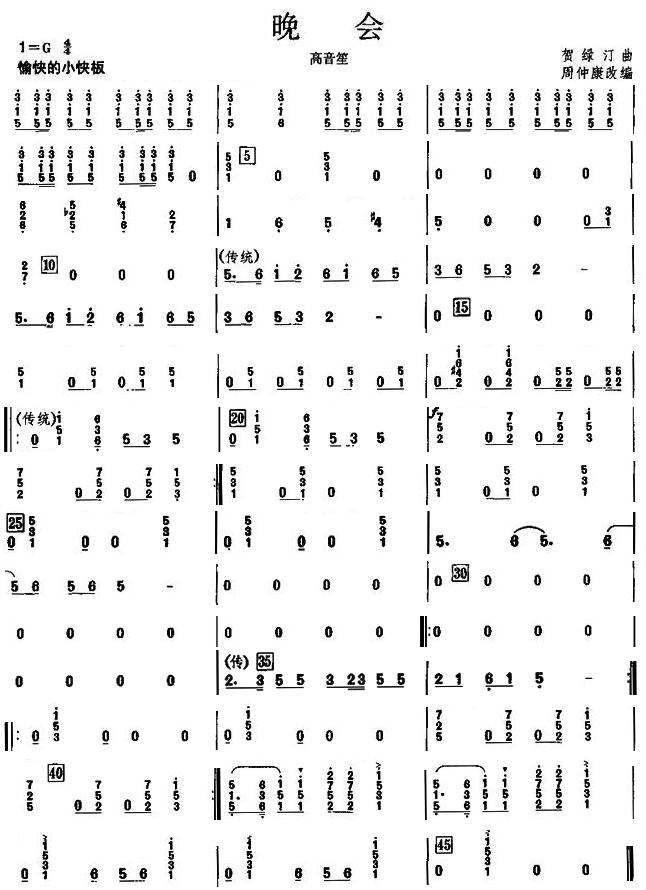 晚会之高音笙分谱总谱（图1）