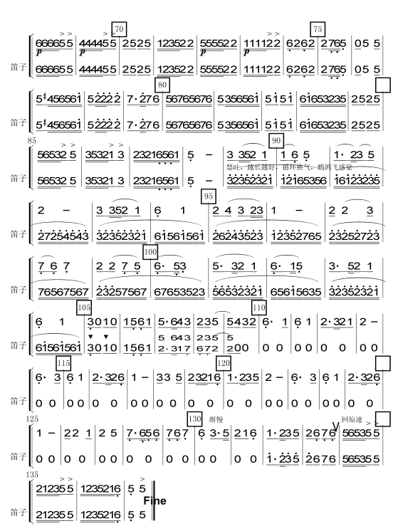 采茶舞曲笛子分谱总谱（图2）