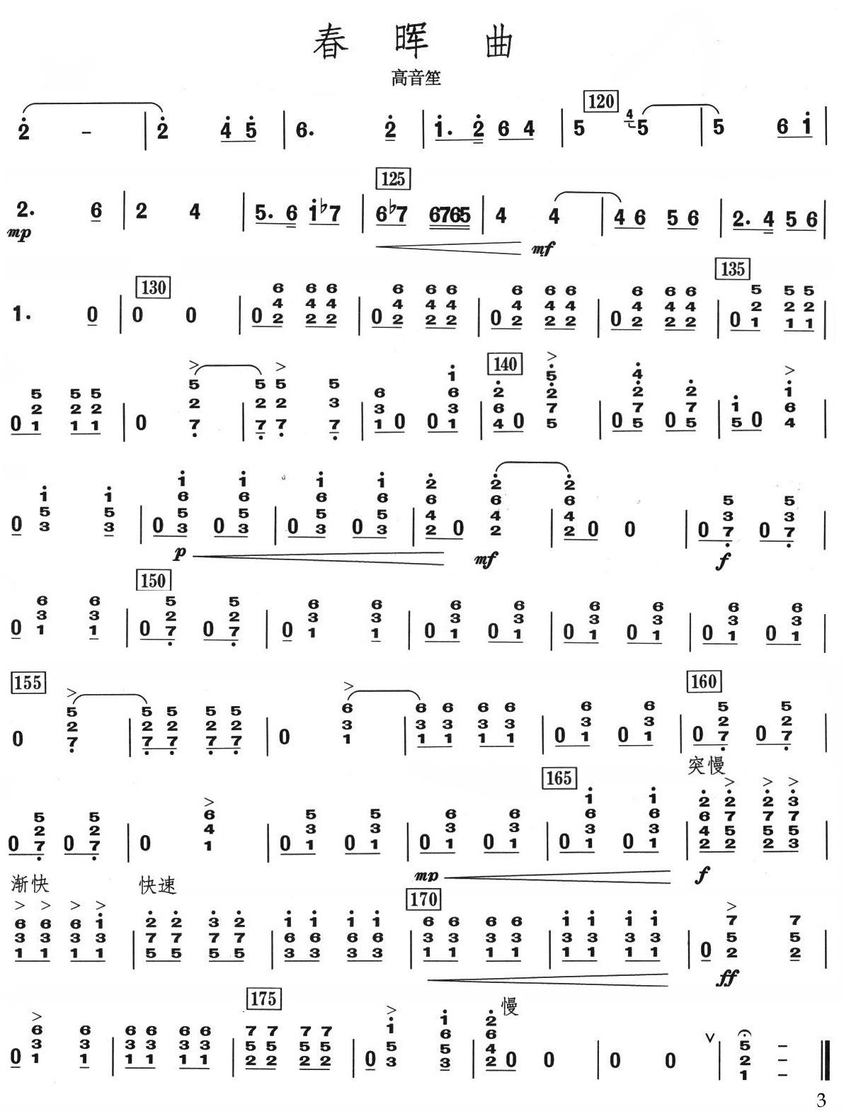 春晖曲高音笙分谱总谱（图3）