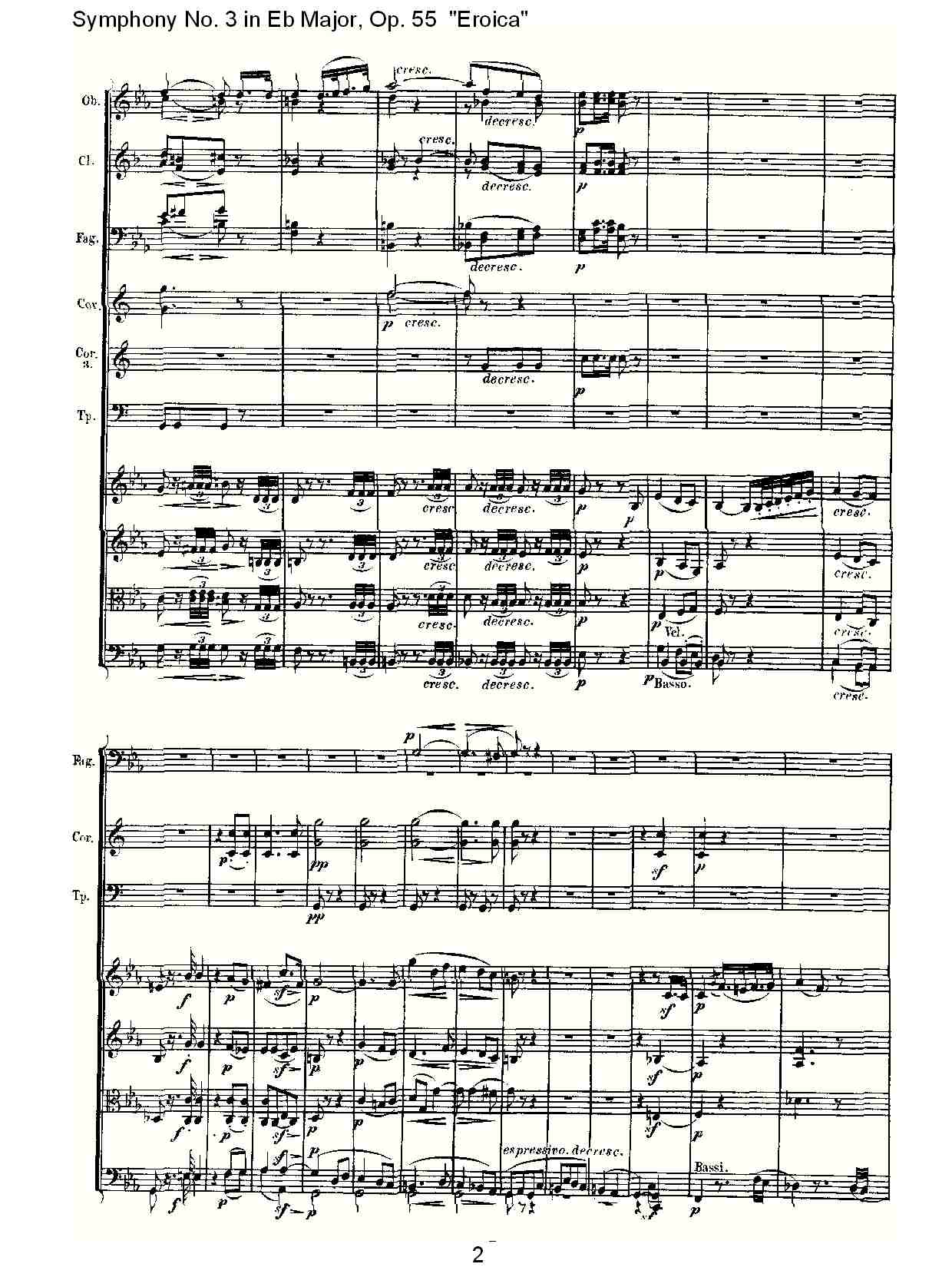 《英雄交响曲》即《降E大调第三交响曲》第二乐章总谱（图2）