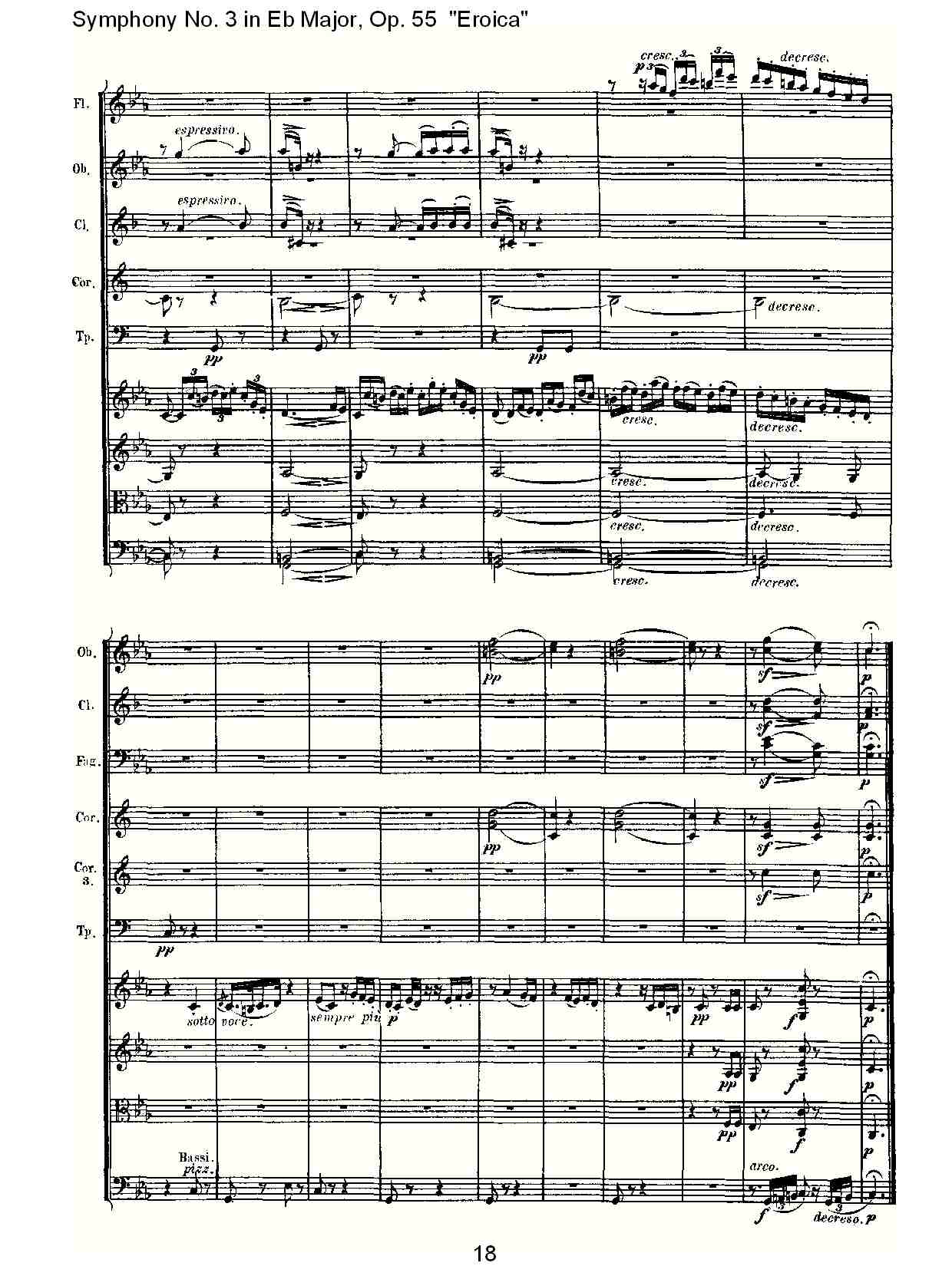 《英雄交响曲》即《降E大调第三交响曲》第二乐章总谱（图18）