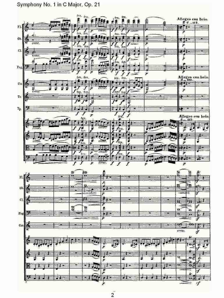 C大调第一交响曲 Op. 21 第一乐章总谱（图2）