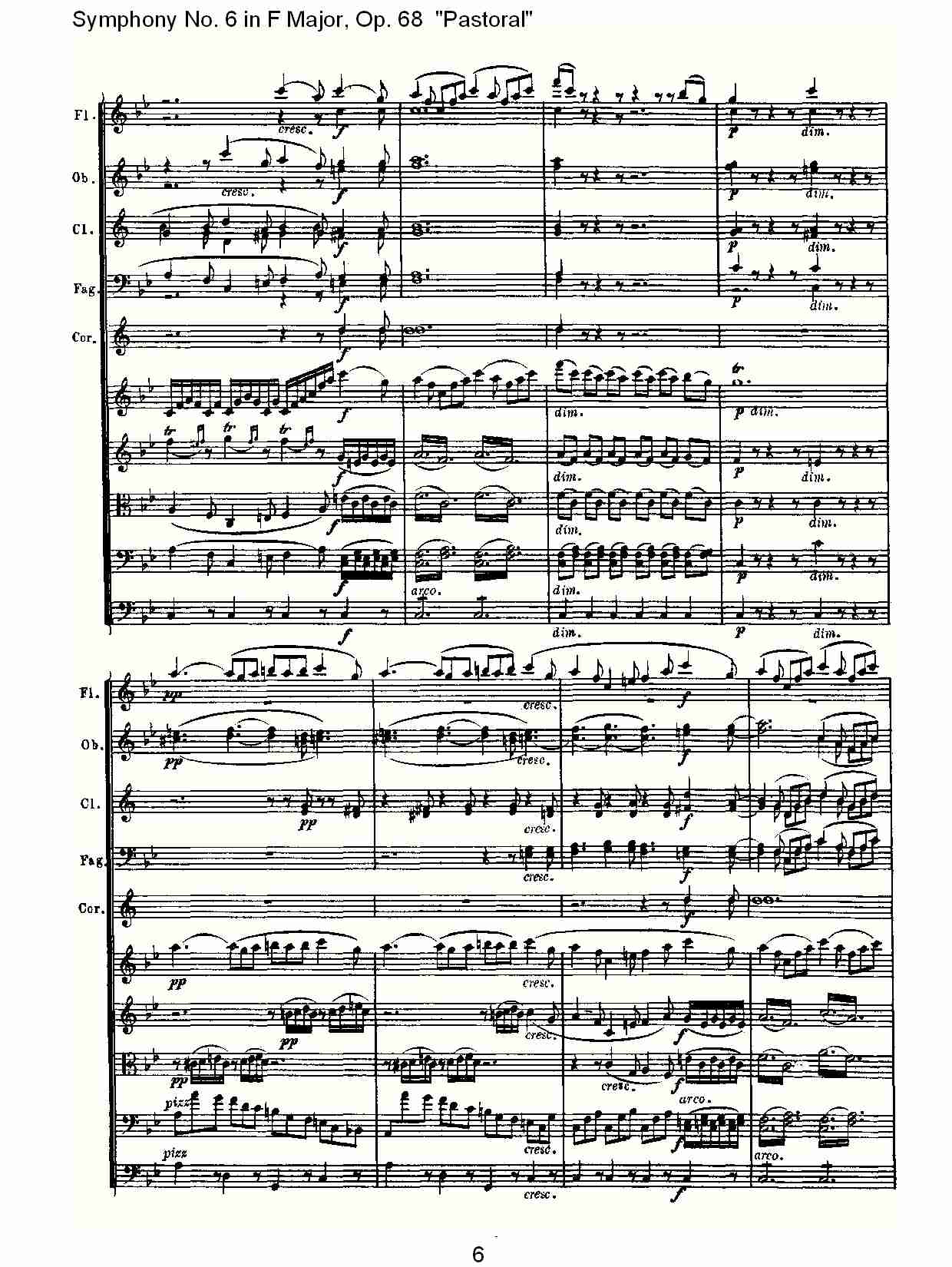F大调第六交响曲 Op.68 “田园” 第二乐章总谱（图6）