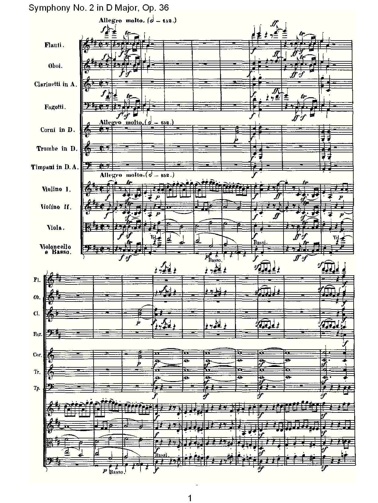 D大调第二交响曲 Op. 36  第四乐章总谱（图1）