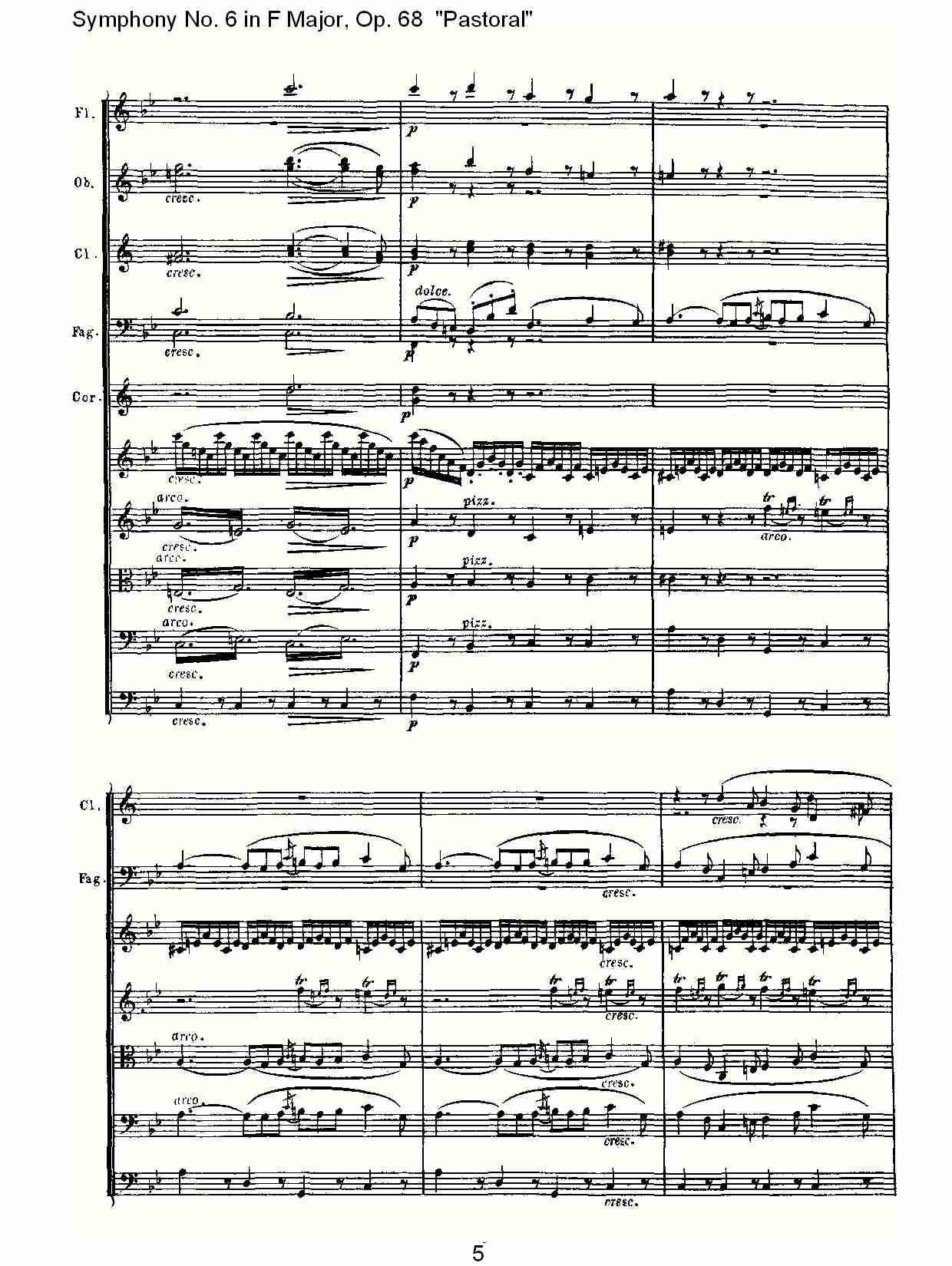 F大调第六交响曲 Op.68 “田园” 第二乐章总谱（图5）