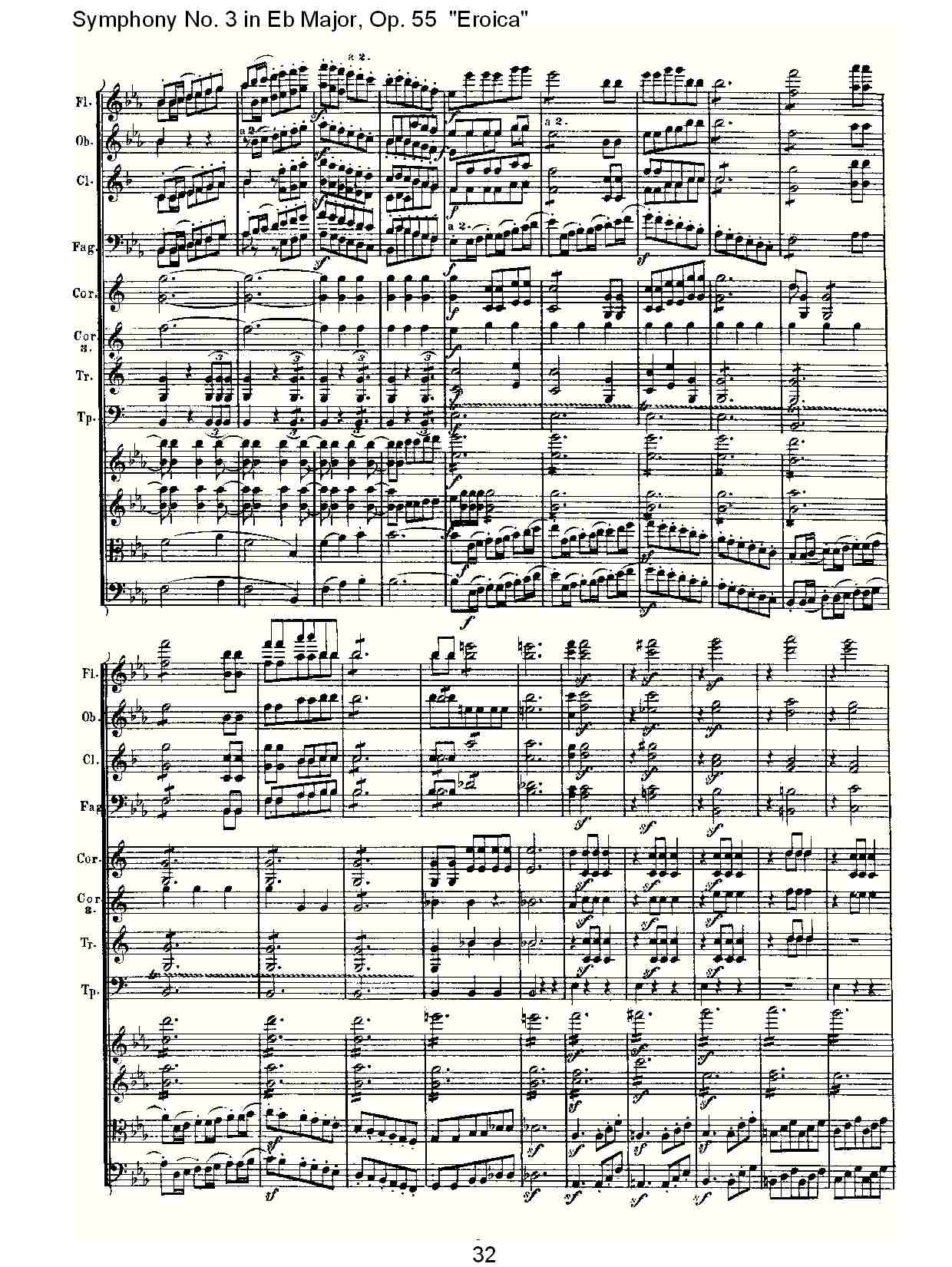 《英雄交响曲》即《降E大调第三交响曲》第一乐章总谱（图32）