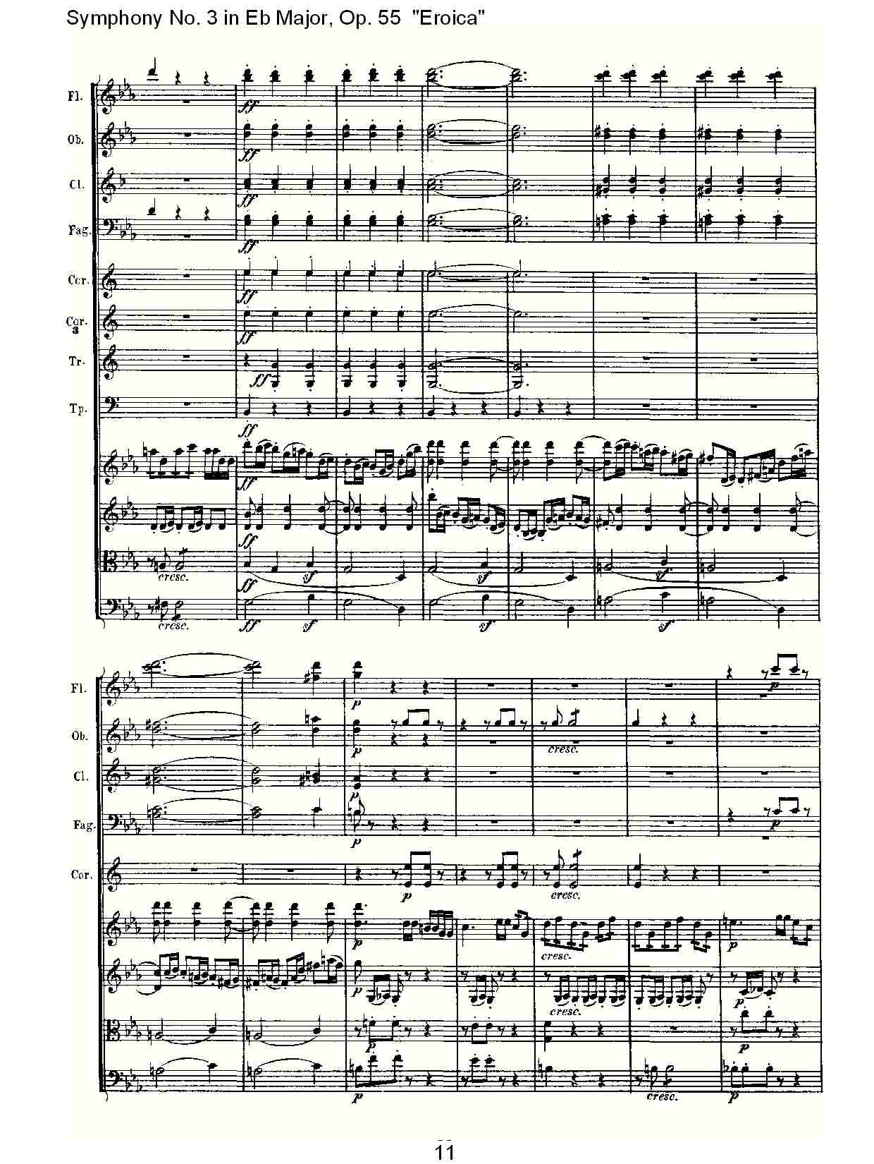 《英雄交响曲》即《降E大调第三交响曲》第一乐章总谱（图11）